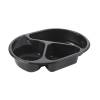 Plastbakke, Plus Pack SmartView, 3-rums Oval 960 ml,238x176x45mm PP, sort, karton a 240 stk