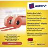 Prisetiket, Avery, RPLP1226, 1 linje 26x12mm r&oslash;d, antal etiketter pr. ark : 1500 rulle a 1500 etiket