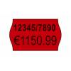 Prisetiket, Avery, RPLP1626, 2 linjer 26x16mm r&oslash;d, antal etiketter pr. ark : 1200 rulle a 1200 etike