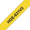 Labeltape, Brother, HGE631V5, 12mmx8.00m sort/gul