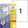 Laseretiket, Avery, 687818 210x297mm hvid, antal etiketter pr. ark : 1 pakke a 10 stk