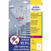 Laseretiket, Avery, 687910 210x297mm transparent, antal etiketter pr. ark : 1 pakke a 10 stk