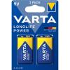 Batteri, Varta, 9V Longlife Power pakke a 2 stk
