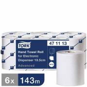 Papirh&aring;ndkl&aelig;der rulle, Tork, H12 Advanced, 2 lag, 100 % cellulose/CTMP hvid 195mm x 143.00m, kasse a