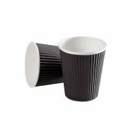Kaffeb&aelig;ger, Papir + PE, sort 4 oz Black Line, karton a 960 stk palle 24 kartoner, Ripple wall F&oslash;deva