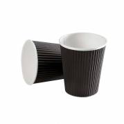 Kaffeb&aelig;ger, Papir + PE, sort 12 oz Black Line, karton a 600 stk palle 16 kartoner, Ripple wall F&oslash;dev