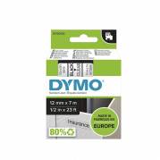 Labeltape, Dymo D1, 45010 S0720500 12mmx7.00m sort/transparent