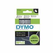 Labeltape, Dymo D1, 45020 S0720600 12mmx7.00m hvid/transparent