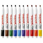 Marker, Penol, 750, 2-5MM, Skr&aring; spids assorteret, permanent, S&aelig;t med 10 stk