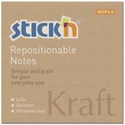 Notes, BNT Stick&acute;n, Kraft Blok, brun, 76 x76mm
