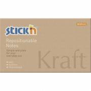 Notes, BNT Stick&acute;n, Kraft Blok, brun 127x76mm