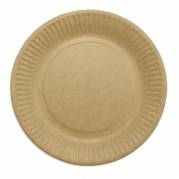 Tallerken Middag, Rund indvendig diameter 180.0 mm biologisk nedbrydeligt papir, brun komposterbar,