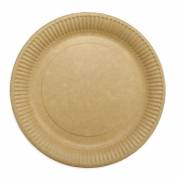 Tallerken frokost, Rund indvendig diameter 230.0 mm biologisk nedbrydeligt papir, brun komposterbar,