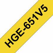 Labeltape, Brother, HGE651V5, 24mmx8.00m sort/gul