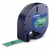 Labeltape, Dymo LetraTag, plasttape 12mmx4.00m gr&oslash;n