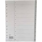 Register, Esselte, A4,210x297mm, 1-10 gr&aring; Pakke med 10 s&aelig;t