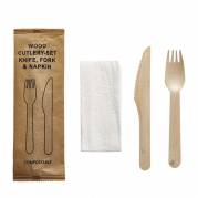 Tr&aelig;bestik, tr&aelig;, tr&aelig;, Cutlery set Pakke med 500 s&aelig;t, palle a 35 kartoner Knife/Fork/Napkin, F&oslash;devareg