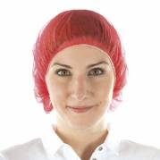 Engangs h&aring;rnet, Mop Cap on-size Non-woven, R&oslash;d, pakke a 1000 stk