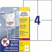 Laseretiket, Avery, 687860 105x148mm hvid, antal etiketter pr. ark : 4 pakke a 40 stk