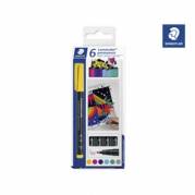 OHP-pen, Staedtler Lumocolor,  318 0,6MM, assorteret, permanent pakke a 6 stk