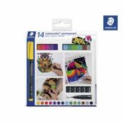 OHP-pen, Staedtler Lumocolor,  318 0,6MM, assorteret, permanent pakke a 14 stk