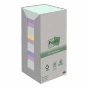 Post-it, Post-it, Recycled, assorteret 76x76mm, pakke a 16 stk