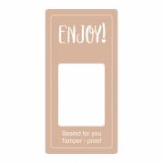 Forseglingsetiket, Meto, ENJOY! 50x100mm brun, rulle a 500 etiketter