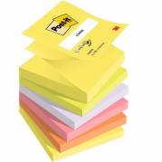 Post-it, Post-it, Z-notes, assorteret 76x76mm, pakke a 6 stk 100 % PEFC Certified