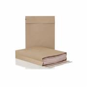 Forsendelsespose i Papir, 350 x 450 mm Kile i siden, krydset bund, Kraftpapir Kraftpapir 2 selvkl&aelig;be