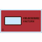 F&oslash;lgeseddellommer, LD, 235 x 130 mm transparent red-black printed Packing list genanvendt LDPE, kart