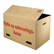 Flyttekasse, indre dim: 556 x 380 x 373 mm, 2-lags,BB-flute, 6.000 mm s&aelig;rligt design, brun, bundt a