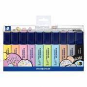 Tekstmarker, Staedtler Textsurfer 364 CWP10, 1-5MM, Skr&aring; spids, assorteret S&aelig;t med 10 stk