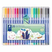 Marker, Staedtler Triplus, 323 SB20, 1MM Spids, assorteret, permanent s&aelig;t af 20 stk
