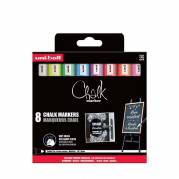 Whiteboardmarker, Uniball Chalk, 5MM assorteret, non-permanent S&aelig;t med 8 dele