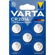 Knapcellebatteri, Varta, CR2016 pakke a 5 stk