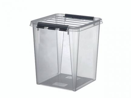 Plastkasse SmartStore transparent 70l m/l&aring;g 72x40x39cm