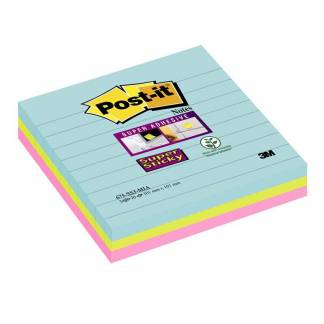 Notes, Post-it Super sticky, assorteret 101x101mm, pakke a 3 stk