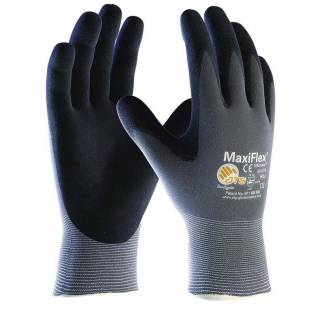 Handsker strik og PU coating, Maxi-Flex No. 9 / L, nylon/polyamid, gr&aring; Pakke a 12 par