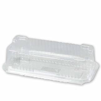 Plastbakke, m/h&aelig;ngslet l&aring;g,220x111x67mm PET, transparent, karton a 450 stk F&oslash;devaregodkendt