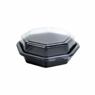 Plastbakke, Duni, m/l&aring;g, 1-rums 400 ml,160x160x60mm PS, black/transparent, karton a 405 stk