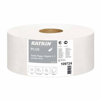 Toiletpapir Jumbo, Katrin, Plus Gigant M, 2 lag, hvid x 310.00m kasse a 6 ruller