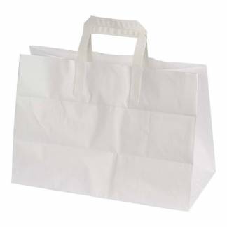 Papirb&aelig;repose, 350 x 170 x 245 mm flat bag, Papir, hvid, pakke a 200 stk palle 30 pakker, palle a 30