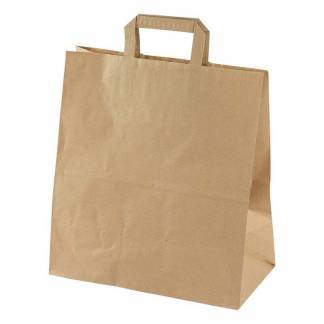 Papirb&aelig;repose, 320 x 170 x 350 mm flat bag, Papir, brun, pakke a 200 stk palle 30 pakker, palle a 30