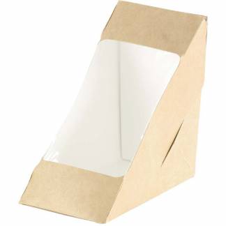 Sandwich box, Duni, W/Window,175x75x90mm Cardboard/PLA, lysebrun, Til wraps karton a 500 stk F&oslash;devar