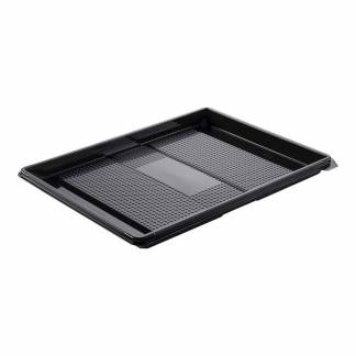 Plastbakke, Plus Pack Zen, Rektangul&aelig;r 320x250x20mm PET, sort, karton a 120 stk F&oslash;devaregodkendt