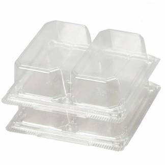 Plastbakke, Plus Pack, Sandwich, 2-rums Rektangul&aelig;r,165x148x45mm RPET, transparent, m/h&aelig;ngslet l&aring;g p
