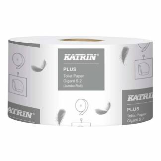 Toiletpapir Jumbo, Katrin, Plus Gigant S, 2 lag, hvid x 160.00m kasse a 12 ruller