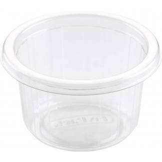 Plastbakke, Duni Fixpack, Rund 100 ml, &Oslash; 80, h&oslash;jde 46 A-PET, transparent, karton a 1000 stk