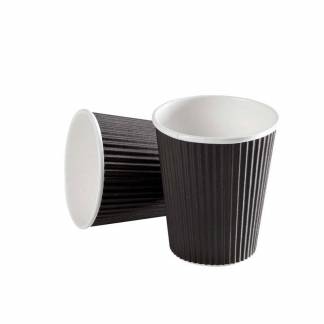 Kaffeb&aelig;ger, Papir + PE, sort, Black Line 4oz/120ml, karton a 960 stk palle 24 kartoner, Ripple wall