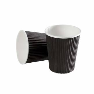 Kaffeb&aelig;ger, Papir + PE, sort, Black Line 12oz/340ml, karton a 600 stk palle 16 kartoner, Ripple wall